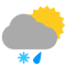 Pluie et neige mêlée, ciel variable