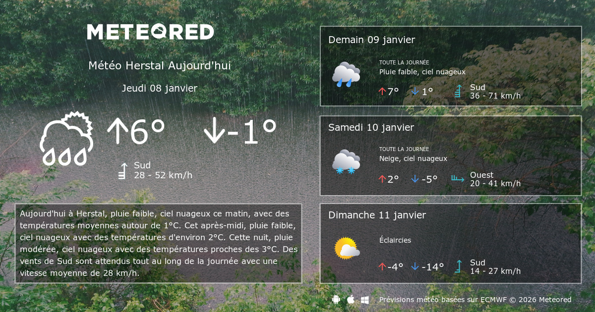 Météo Herstal heure par heure Meteored
