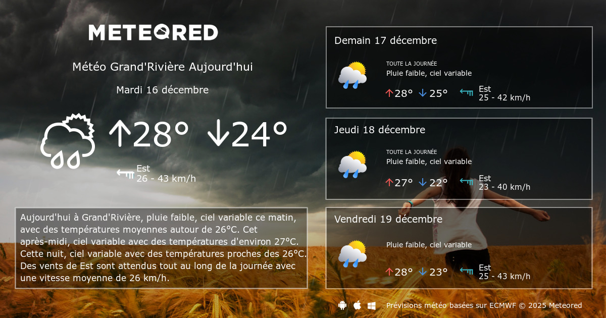 Météo Grand'Rivière 14 jours Meteored