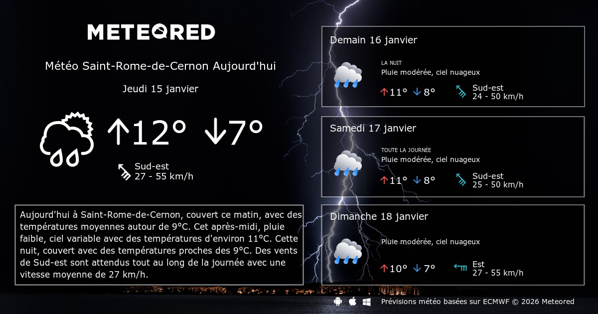 Meteo Saint Rome De Cernon 14 Jours Tameteo Com Meteored