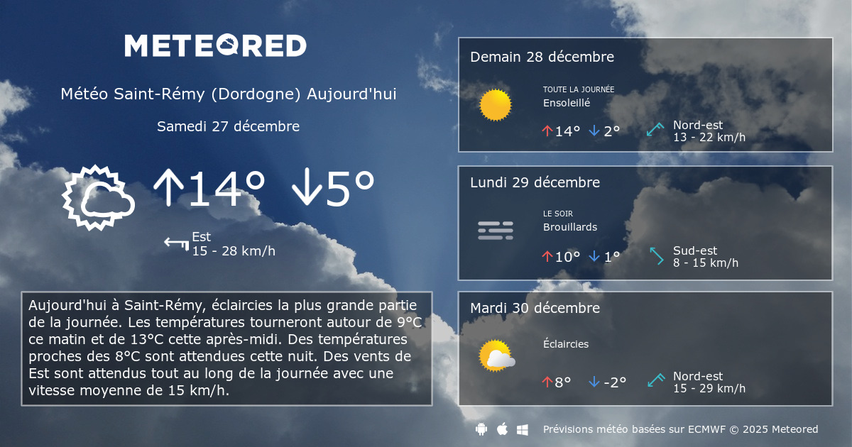 Météo SaintRémy (Dordogne) 8 14 jours Meteored
