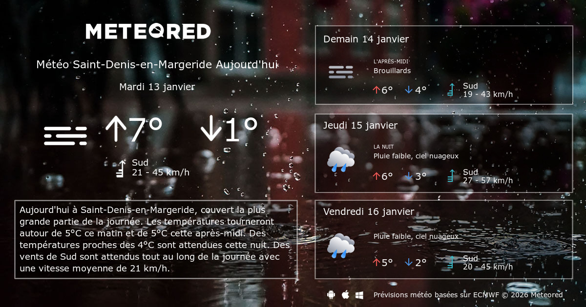 Météo SaintDenisenMargeride 8 14 jours Meteored