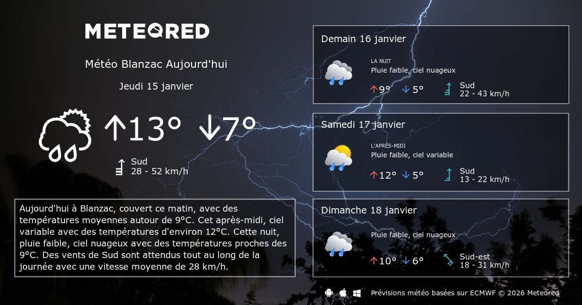 Meteo Blanzac 14 Jours Tameteo Com Meteored